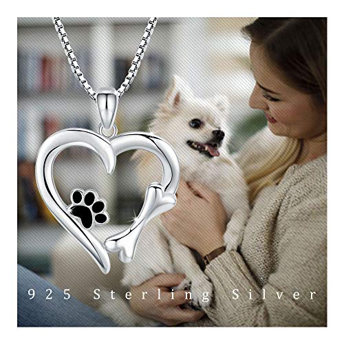 Paw-Print Necklace with Diamond Accents in Sterling Silver. 16